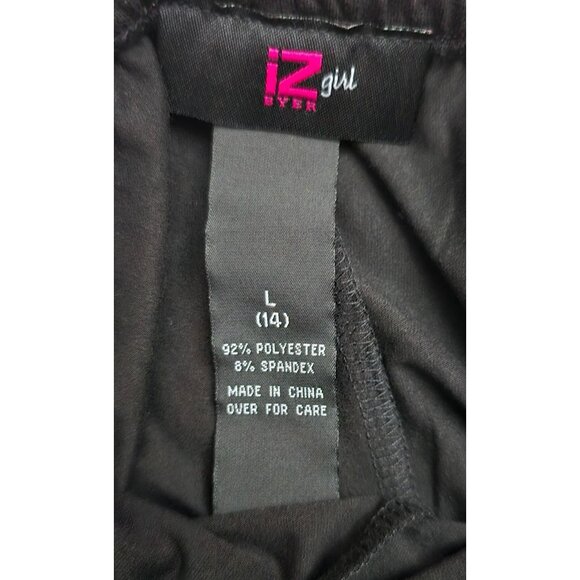 Iz Byer Girl Black Leggings L (14) 92% Polyester 8% Spandex Stretchy Comfortable - Picture 2 of 2